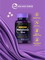 Carlyle Melatonin 12 mg Fast Dissolve 300 Tablets | Drug Free | Natural Berry Flavor | Vegetarian, Non-GMO, Gluten Free - Image 4