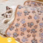 4 Pack Premium Soft Pet Blankets Washable, 23" x 16" Flannel Blankets for Dog Puppy Cat, Brown/Pink/White/Coffee - Image 4