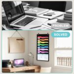 ALSLEA 8 Pockets Hanging Wall File Organizer 15" Extra Wide Pocket Chart for Classroom, Office, Home, Mail Organizer Wall Mounted with 1 Writable Clear Pocket, 5 Wall/ Door Hooks & 12 Labels (Black) - Image 5