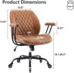 YFO Home Office Desk Chair Office Rubber Casters Ergonomic Computer Chair with Lumbar Support Adjustable Height Rolling Swivel Executive Task Armrests Chair， Brown Leather - Image 3
