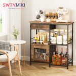 SWTYMIKI Coffee Bar Cabinet for Home - Farmhouse Coffee Stand Station Multi-Purpose Buffet Sideboard Cabinet with Drawers - Kitchen Bar Table for Living Room, Corner, Small Space, Espresso - Image 4