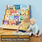 SpaceAid 4-Tier Scalloped Bookshelf, Montessori Bookcase for Toddlers, Wooden Book Shelf Organizer Display Furniture for Kids Rooms, Playroom, Nursery and Classroom, 29.6“ Wide, Natural - Image 4