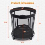 HENMI Upgraded Round Sports Ball Storage Cart - Rolling Ball Holder with Wheels for Basketball Storage & Outdoor Toy Storage, Metal Bin for Garage & School - Image 3