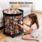 HENMI Upgraded Round Sports Ball Storage Cart - Rolling Ball Holder with Wheels for Basketball Storage & Outdoor Toy Storage, Metal Bin for Garage & School - Image 5
