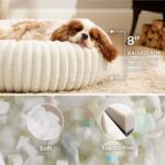 Bedsure ComfyFleece™ Donut Medium Dog Bed - Washable Faux Fur with Corduroy Fleece & Anti Slip Bottom, Round Pet Bed with Removable Cover, Cream, 30x30x8 inches - Image 3