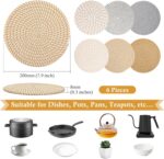 Billbotk 8" Trivets for Hot Dishes, Hot pots and Pans, 6 Heat Resistant Hot Pads, Pot Holders for Kitchen, Hot Plate Mats for Table, Kitchen Decor for Counter, Home Essentials, Farmhouse(Boho) - Image 3