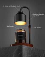 LISUNAR Electric Candle Warmer Lamp Black, Candle Lamp Warmer with Timer, Wax Warmer Lamp for Jar Candles, Adjustable Height Candle Light Warmer with 2 Bulbs - Image 3