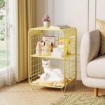 APEXCHASER Cute Nightstand,Metal Side Table,3-Tier Modern End Table with Storage, Small Coffee Tables for Small Spaces,Coffee Table for Living Room, Bedroom,Dorm,Yellow - Image 6