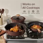 CAROTE Pots and Pans Set, Ceramic Cookware Set Non Stick with Detachable Handle, RV Kitchen Cooking Set, Induction & Oven Safe, Non-Toxic, PFAS and PFOA Free, Dark Choco, 19 Pcs - Image 5