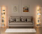 Furnulem 6 Tier Corner Shelf with LED Light, 67.5” Tall Standing Shelf Organizer, White Narrow Bookshelf with Storage Rack for Wall Corner, Living Room, Bedroom, Metal Frame, Wood Display Shelf - Image 4