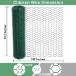 Mklsit Chicken Wire for Floral Arrangements, 15.7 x 157 Inches Green Mesh, 0.6 Inch Hexagonal Galvanized PVC Coated Netting Fence for Crafts, Poultry, Garden - Image 3