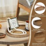 16" x 11.8" Oval Wood Decorative Tray with 58" Bead Garland, Farmhouse Coffee Table & Kitchen Island Décor, Rustic Brown Entryway Console Tray for Styling, Candles & Small Items - Image 3
