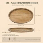 16" x 11.8" Oval Wood Decorative Tray with 58" Bead Garland, Farmhouse Coffee Table & Kitchen Island Décor, Rustic Brown Entryway Console Tray for Styling, Candles & Small Items - Image 5