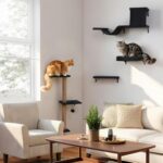5-in-1 Cat Wall Shelves for Indoor Cats, Wall Mounted Cat Furniture with Bed, Cave, Scratching Post & Perch, Multi-Level Cat Climbing Wall, Space Saving Floating Cat Shelves (Natural Wood Darkgrey) - Image 3