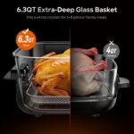 Glass Air Fryer Non Toxic, 6.3QT & 4.4QT Air Fryer with Dual Glass Baskets with Lids, 8-in-1 Portable Air Fryers Cristal, PFOA & PFAS-Free, Dishwasher Safe, Ideal Kitchen Gift - Image 3