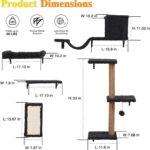 5-in-1 Cat Wall Shelves for Indoor Cats, Wall Mounted Cat Furniture with Bed, Cave, Scratching Post & Perch, Multi-Level Cat Climbing Wall, Space Saving Floating Cat Shelves (Natural Wood Darkgrey) - Image 4