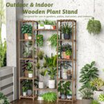 GENTINGBRO Plant Stand Indoor Outdoor 62.2“ Tall Plant Shelf Large Tiered Flower Stands for Multiple Display Wood Hanging Planter Holder for Living Room Garden Balcony Patio Decor - Image 4