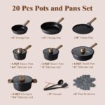 SENSARTE 20Pcs Nonstick Pots and Pans Set, Black Titanium Non Stick Cookware Set, Healthy Kitchen Cooking Set, Induction Compatible, Dishwasher Safe, PFOA/PFOS Free - Image 3