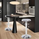 Bar Stools - 2 Pack, Adjustable Swivel Height Counter Bar Stool, Modern Metal Barstools, Backless Barstool for Bar, Kitchen Island, Pub, Silver - Image 3