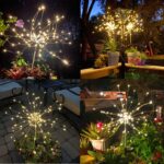 JJGoo Outdoor Solar Lights Firework, 2 Pack 120 LEDs Waterproof Solar Lights for Outside Garden Yard Pathway Fence - Warm White - Image 6