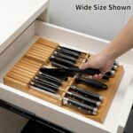 Utoplike In-drawer Knife Block Bamboo Kitchen Knife Drawer Organizer Large, handle Steak knife Holder without Knives, Fit for 16 Knife and 1 Sharpening Steel (Knives & Sharpening Not Included) - Image 3