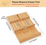 Utoplike In-drawer Knife Block Bamboo Kitchen Knife Drawer Organizer Large, handle Steak knife Holder without Knives, Fit for 16 Knife and 1 Sharpening Steel (Knives & Sharpening Not Included) - Image 4