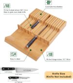 Utoplike In-drawer Knife Block Bamboo Kitchen Knife Drawer Organizer Large, handle Steak knife Holder without Knives, Fit for 16 Knife and 1 Sharpening Steel (Knives & Sharpening Not Included) - Image 5