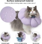 Cat Cone Collar,Cute Waterproof Cat Recovery Collar,Anti-Bite Lick Wound Healing Safety Elizabethan e Collar for Cats,Purple Flower All-Season Style… - Image 3
