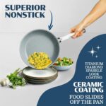 Granitestone Ceraluxe 20 Pc Ceramic Cookware Set Nonstick, Complete Pots and Pans Set Non Stick with 5 Pc Bakeware Set, Deep Frying Pan Set, & Steamer, Non Toxic PFOA Free, Oven & Dishwasher Safe - Image 6