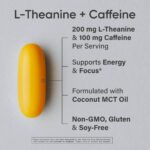 Sports Research L-Theanine Supplement with Caffeine & Coconut MCT Oil - Focused Energy, Alertness & Relaxation Without Drowsiness - 200mg L Theanine, 100mg Organic Caffeine - 60 Liquid Softgels - Image 3