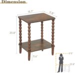 Fultyle Side Table, Small End Table with Storage Shelf, 2-Tier Small Coffee Tables Living Room for Bedroom, Narrow Spaces (Rustic Brown) - Image 3