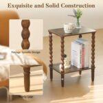 Fultyle Side Table, Small End Table with Storage Shelf, 2-Tier Small Coffee Tables Living Room for Bedroom, Narrow Spaces (Rustic Brown) - Image 4