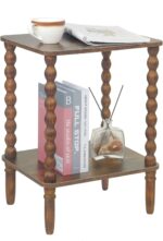 Fultyle Side Table, Small End Table with Storage Shelf, 2-Tier Small Coffee Tables Living Room for Bedroom, Narrow Spaces (Rustic Brown) - Image 5