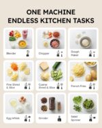 Sangcon Smoothie Blender and Food Processor Combo for Kitchen, 600W Vegetable Chopper with 2 x 8-Cup Bowls, 11-in-1 Food Chopper for Slicing, Shredding, Mixing, Purees & Dough, Shakes, BPA-Free - Image 4