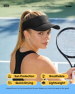 SUNMECI Mesh Breathable Sports Visor - Men Women Adjustable Lightweight Quick Dry Sun Hat for Tennis, Golf, Running - Image 3
