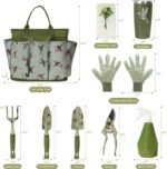 Garden Tool Set with Hummingbird Print, Heavy Duty Gardening Hand Tools with Garden Tool Bag,Gardening Gifts for Women&Men,Green - Image 4