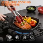 6 Piece Pre-Seasoned Cast Iron Cookware Set – Incl. 5QT Dutch Oven with Lid, 8'' and 10.25'' Cast Iron Skillets, 10.5'' Round Griddle, and a Square Grill Pan for Kitchen, Stovetop, & Camping - Image 5