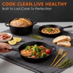 6 Piece Pre-Seasoned Cast Iron Cookware Set – Incl. 5QT Dutch Oven with Lid, 8'' and 10.25'' Cast Iron Skillets, 10.5'' Round Griddle, and a Square Grill Pan for Kitchen, Stovetop, & Camping - Image 6
