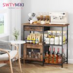 SWTYMIKI 33.31''x14.25'' Coffee Bar Cabinet - Large Farmhouse Coffee Stand Station Multi-Purpose Buffet Sideboard Cabinet with Drawers - Kitchen Bar Table for Living Room, Small Space, Espresso - Image 4