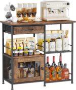 SWTYMIKI 33.31''x14.25'' Coffee Bar Cabinet - Large Farmhouse Coffee Stand Station Multi-Purpose Buffet Sideboard Cabinet with Drawers - Kitchen Bar Table for Living Room, Small Space, Espresso - Image 8