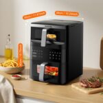 13QT Dual-Basket Air Fryer, Vertical Compact Large Air Fryers with viewing window & Independent Light, 10-in-1 Presets for Home Family, Bake/Grill/Dehydrate/Reheat, Freidora De Aire Dishwasher-Safe - Image 4