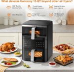 13QT Dual-Basket Air Fryer, Vertical Compact Large Air Fryers with viewing window & Independent Light, 10-in-1 Presets for Home Family, Bake/Grill/Dehydrate/Reheat, Freidora De Aire Dishwasher-Safe - Image 6