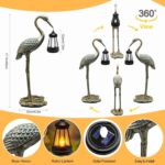 Solar Garden Statue Crane Figurine, Outdoor Hanging Solar Lanterns, 17.7 Inch Blue Heron Sculpture Statue for Patio Yard Porch, Garden Decor for Outside Birthday Gifts for Mom, Women Mother's Day - Image 3