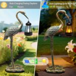 Solar Garden Statue Crane Figurine, Outdoor Hanging Solar Lanterns, 17.7 Inch Blue Heron Sculpture Statue for Patio Yard Porch, Garden Decor for Outside Birthday Gifts for Mom, Women Mother's Day - Image 4