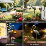Solar Garden Statue Crane Figurine, Outdoor Hanging Solar Lanterns, 17.7 Inch Blue Heron Sculpture Statue for Patio Yard Porch, Garden Decor for Outside Birthday Gifts for Mom, Women Mother's Day - Image 6