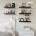 RICHER HOUSE 5 Set Floating Wall Mounted Shelves, Black Shelves for Wall Decor, Modern Picture Ledge Shelf with Lip for Storage, Nursery, Bedroom, Living Room, Bathroom - Black - Image 3