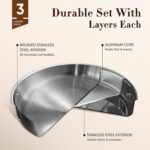 CAROTE 13 PCS Tri-Ply Stainless Steel Cookware Set with Detachable Handle, Pots and Pans Set, Induction Kitchen Cooking Sets, RV/Camping Cookware, Oven Safe - Image 4