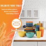 Wheat Straw Dinnerware Set 40 PCS - Service for 8 | Plates and Bowls Sets | Unbreakable Dishes Set - Dinner Plates, Dessert Plate, Cereal Bowls, Drinking Glasses, Dishwasher Safe - Multi - Image 4