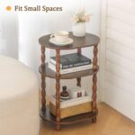 MaxSmeo Side Table, 3-Tier Small End Table, Modern Oval Night Stand Accent Table for Living Room, Bedroom, Rustic Brown - Image 4