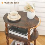 MaxSmeo Side Table, 3-Tier Small End Table, Modern Oval Night Stand Accent Table for Living Room, Bedroom, Rustic Brown - Image 6